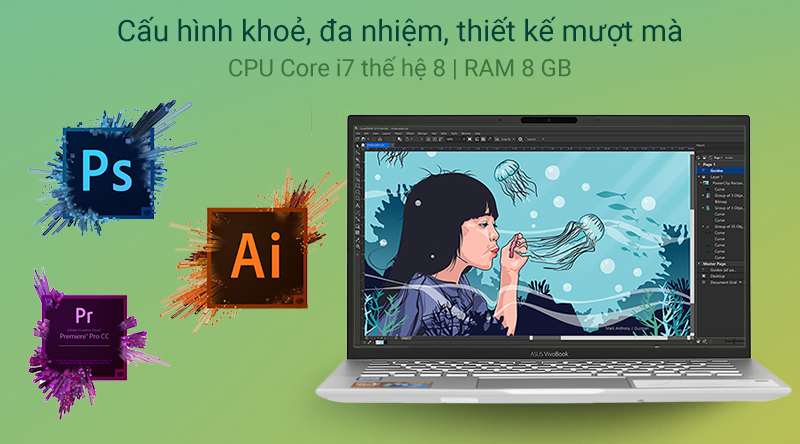 Laptop Asus VivoBook S14 S431 i7 8565U/8GB+32GB/512GB/Win10 (EB131T)