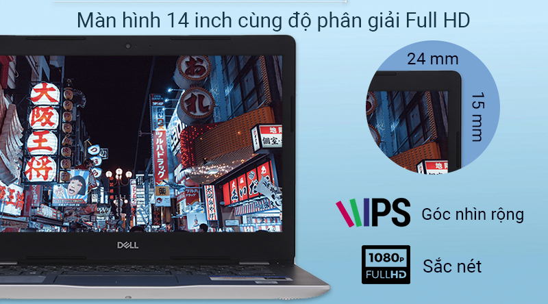 Laptop Dell Inspiron 3493 xem thoải mái hơn với kích thước 14 inch cùng công nghệ IPS. 