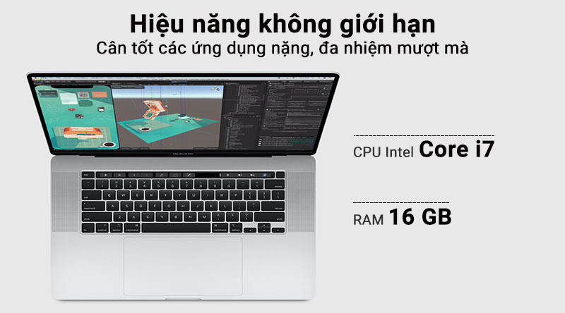 Laptop Macbook Pro Touch 2019 i7 với cấu hình mạnh mẽ