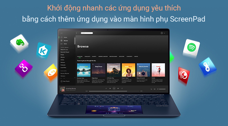 Asus ZenBook UX434FL được trang bị ScreenPad - hiển thị một cách thông minh nhiều ứng dụng 