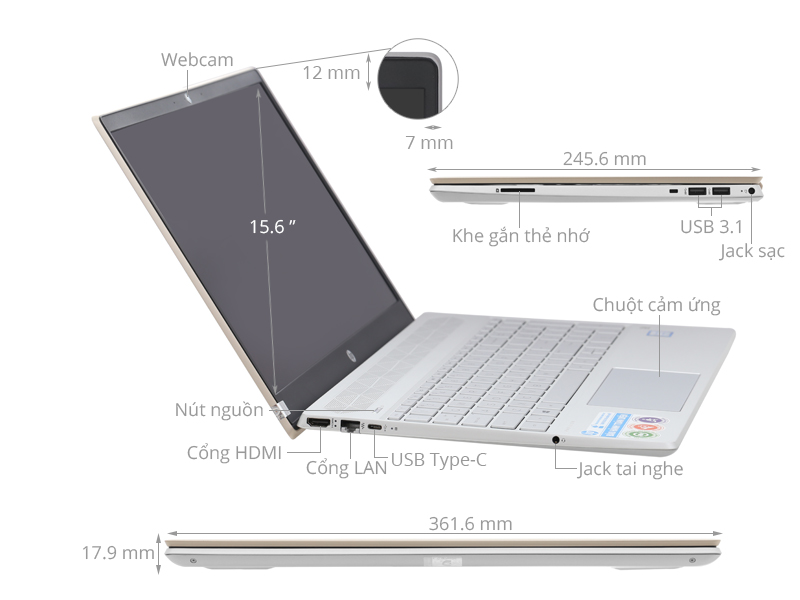 HP Pavilion 15 cs3014TU i5 1035G1/4GB/256GB/Win10 (8QP20PA)