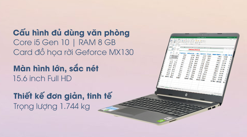 Laptop HP 15s du1035TX i5 10210U/8GB/512GB/2GB MX130/Win10 (8RK36PA)