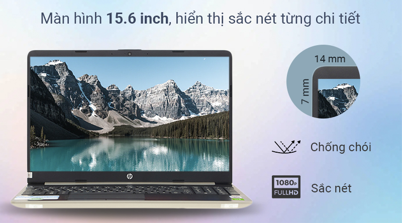 Màn hình laptop HP 15s du1035TX (8RK36PA) có kích thước 15.6 inch với độ phân giải Full HD 