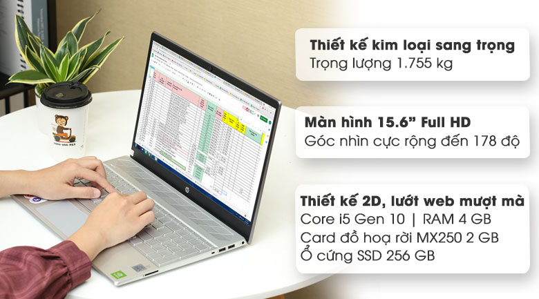 Laptop HP Pavilion 15 cs3119TX i5 1035G1/4GB/256GB/2GB MX250/Win10 (9FN16PA)