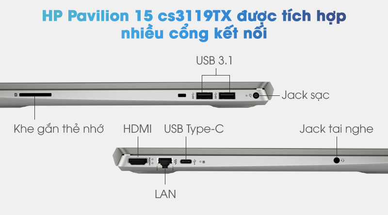 Laptop HP Pavilion 15 cs3119TX i5 1035G1/4GB/256GB/2GB MX250/Win10 (9FN16PA)