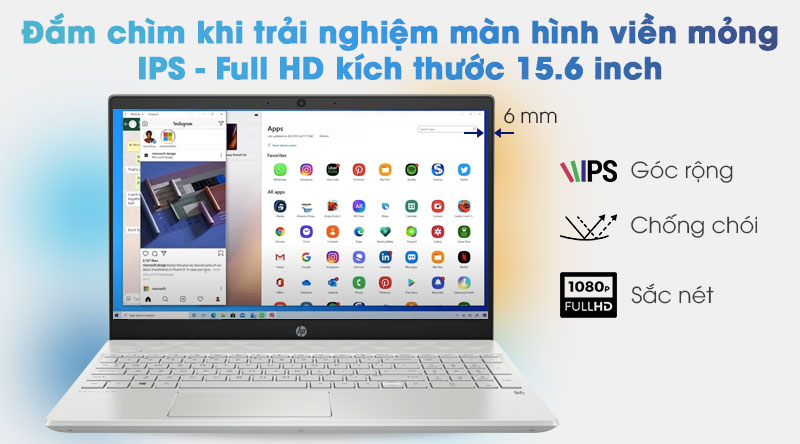 Laptop HP Pavilion 15 cs3119TX i5 1035G1/4GB/256GB/2GB MX250/Win10 (9FN16PA)