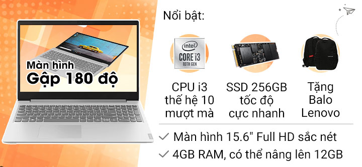 Lenovo IdeaPad S145 15IIL i3 1005G1/4GB/256GB/Win10 (81W8001XVN)