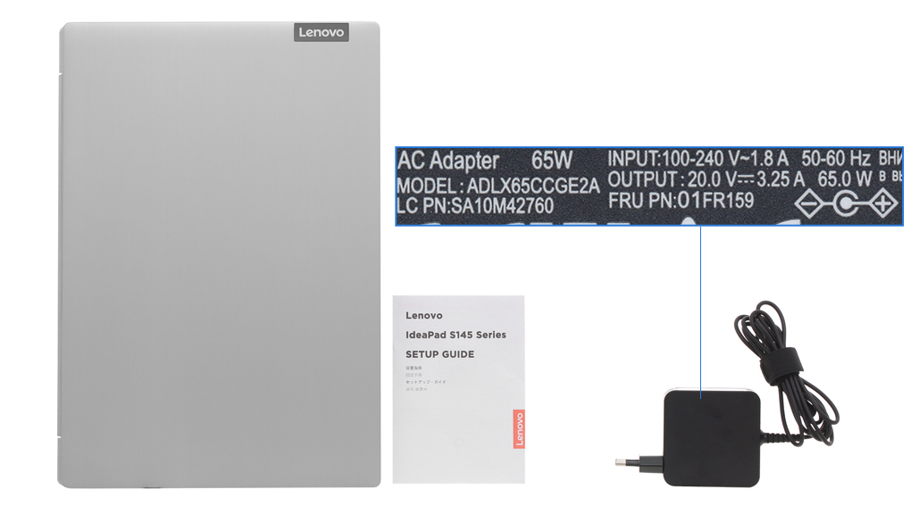 Bộ sản phẩm gồm: Sách hướng dẫn, Thùng máy, Sạc Laptop Lenovo