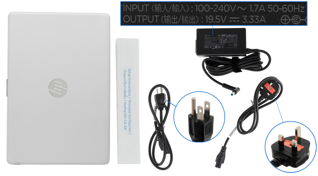 Bộ sản phẩm gồm: Sách hướng dẫn, Thùng máy, Sạc Laptop HP