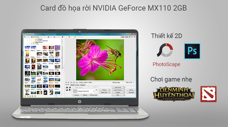 Laptop HP 15s du0072TX i3 7020U/4GB/256GB/2GB MX110/Win10 (8WP16PA)