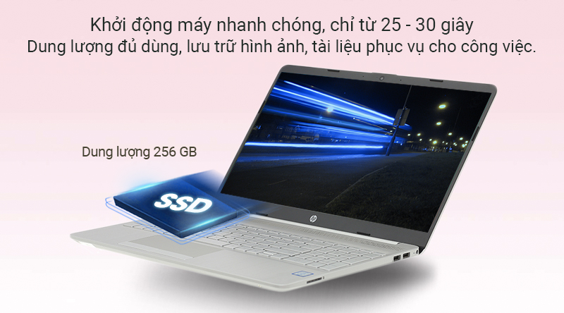 Laptop HP 15s du0116TU i3 sở hữu ổ cứng SSD tốc độ cao
