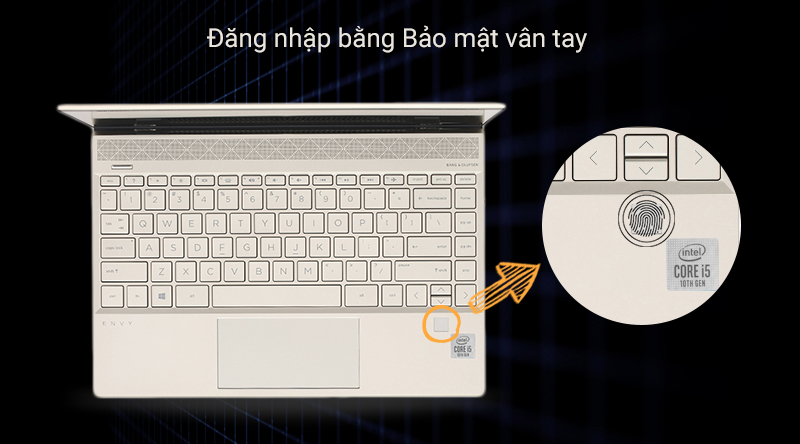 Laptop HP Envy 13 aq1022TU i5 bảo mật hiện đại