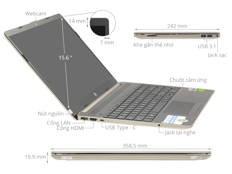 HP 15s du1039TX i7 10510U/8GB/512GB/2GB MX130/Win10 (8RK39PA)