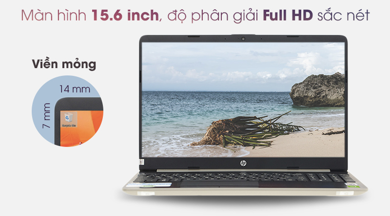 Màn hình laptop rộng 15.6 inch, độ phân giải Full HD