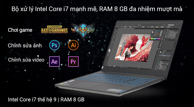 Laptop Lenovo IdeaPad L340 15IRH i7 9750H/8GB/512GB/3GB GTX1050/Win10 (81LK00VUVN)