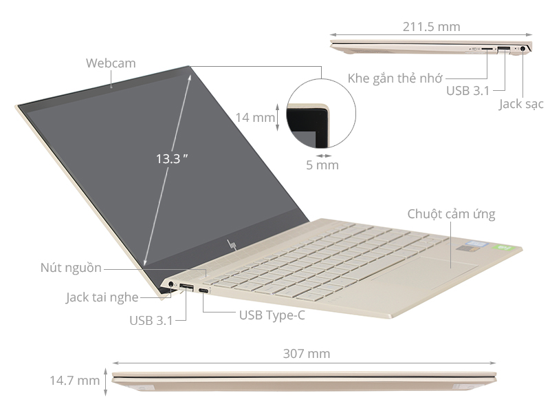 HP Envy 13 aq1021TU i5/10210U/8GB/256GB/Win10 (8QN79PA)