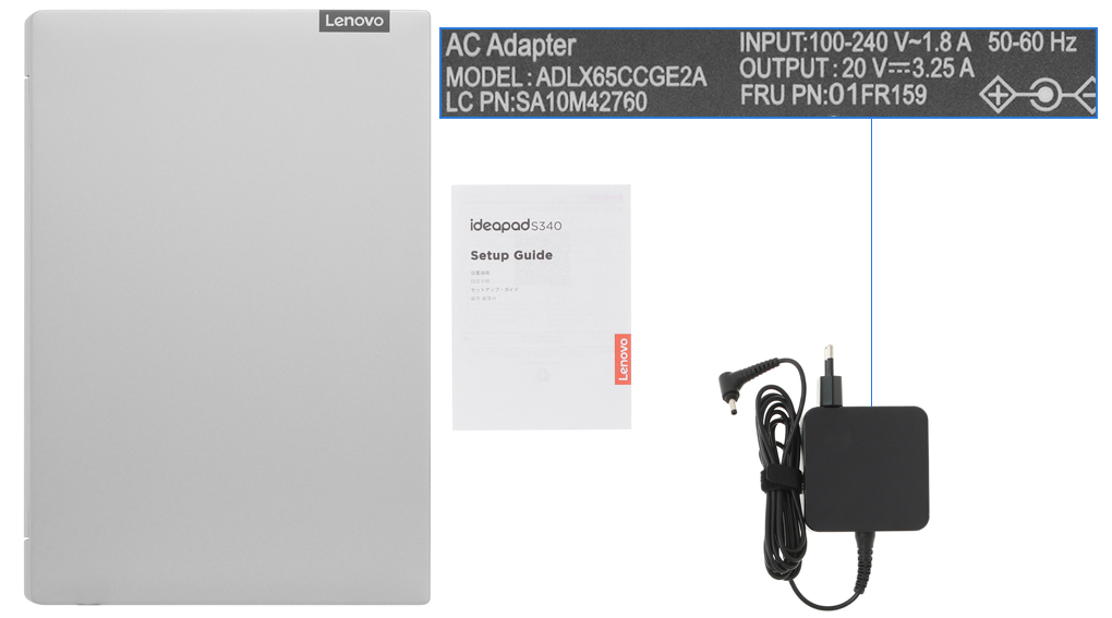 Bộ sản phẩm gồm: Sách hướng dẫn, Thùng máy, Sạc Laptop Lenovo