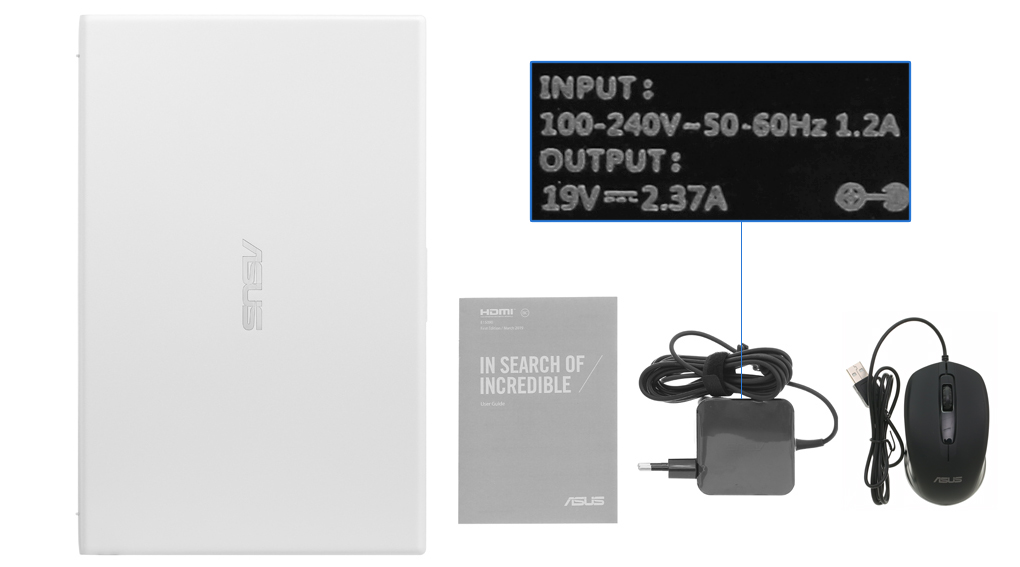 Bộ sản phẩm gồm: Sách hướng dẫn, Chuột, Thùng máy, Sạc Laptop Asus