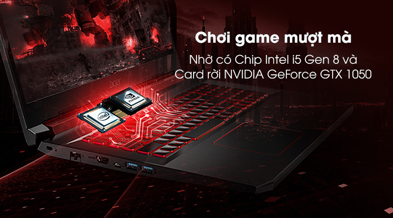 Laptop Acer Nitro 5 AN515 54 54T0 i5 8300H/8GB/512GB/3GB GTX1050/Win10 (NH.Q5ASV.016)