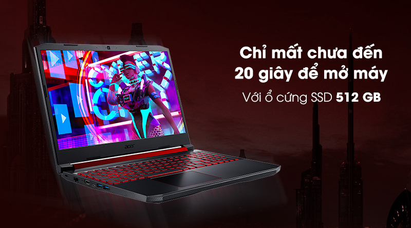 Laptop Acer Nitro 5 AN515 54 54T0 i5 8300H/8GB/512GB/3GB GTX1050/Win10 (NH.Q5ASV.016)