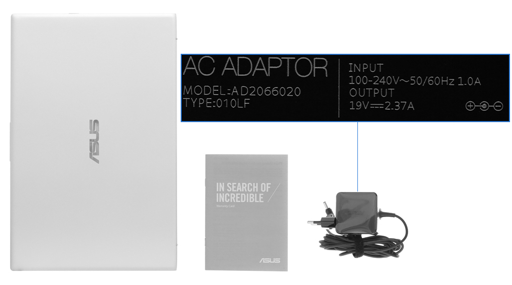 Bộ sản phẩm gồm: Sách hướng dẫn, Thùng máy, Sạc Laptop Asus