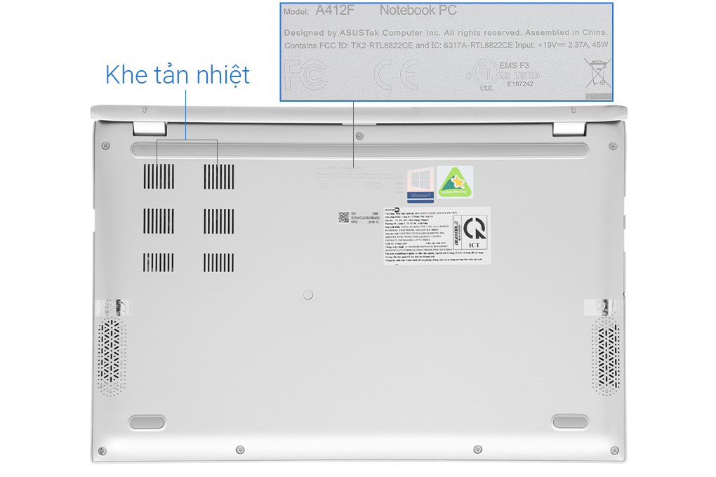 Laptop Asus VivoBook A412F i5 10210U/8GB/32GB+512GB/Win10 (EK739T) Màu Bạc