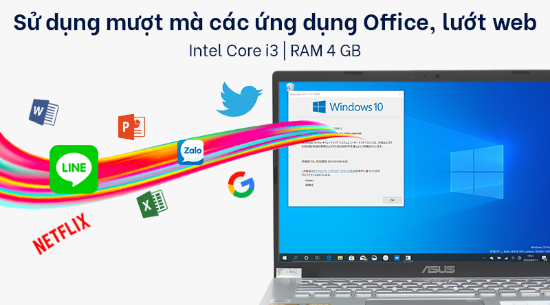 Laptop Asus VivoBook X409JA i3 1005G1/4GB/512GB/Win10 (EK015T)