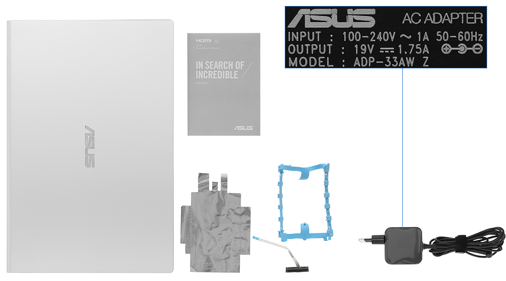 Bộ sản phẩm gồm: Sách hướng dẫn, Thùng máy, Cáp ( kit nâng cấp HDD ) , Sạc Laptop Asus