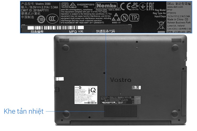 Laptop Dell Vostro 3590 i7 10510U/8GB/256GB/2GB 610R5/Win10 (GRMGK2) Màu Đen
