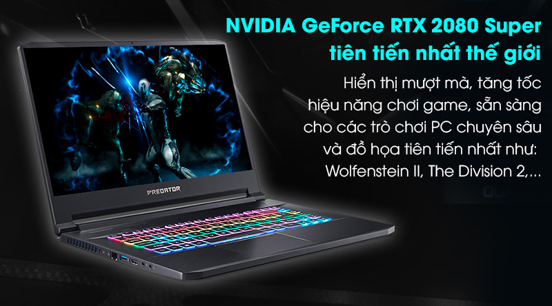 Laptop Acer Predator Triton 500 PT515 52 72U2 i7 10875H/32GB/1TB SSD/8GB RTX2080 Super/Win10 (NH.Q6WSV.001)