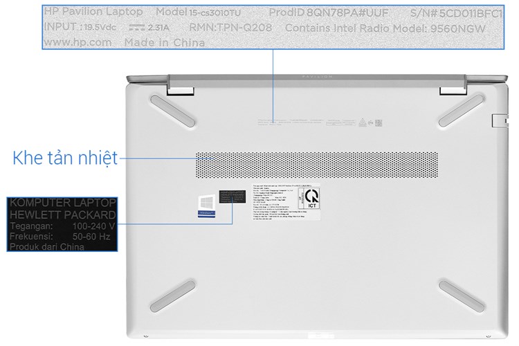 Laptop HP Pavilion 15 cs3010TU i3 1005G1/4GB/256GB/Win10 (8QN78PA) Màu Xám