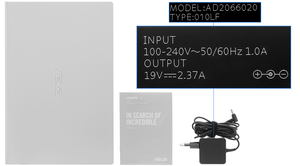 Bộ sản phẩm gồm: Sách hướng dẫn, Thùng máy, Sạc Laptop Asus