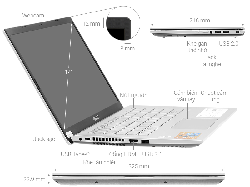Asus VivoBook X409JA i5 1035G1/8GB/512GB/Win10 (EK052T)
