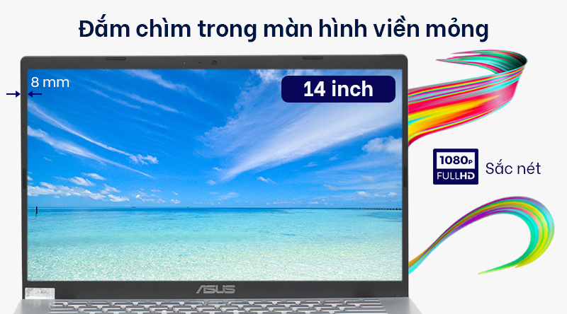 Laptop Asus VivoBook X409JA có độ phân giải Full HD