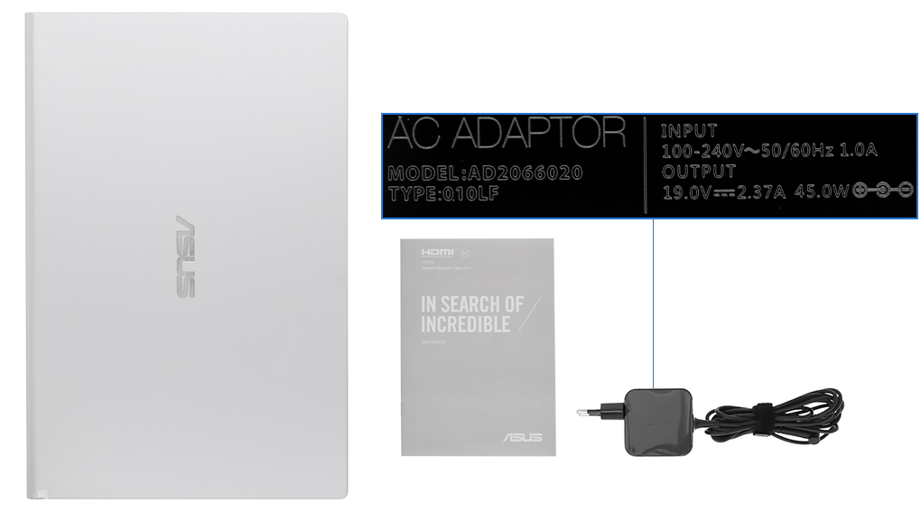 Bộ sản phẩm gồm: Sách hướng dẫn, Thùng máy, Sạc Laptop Asus