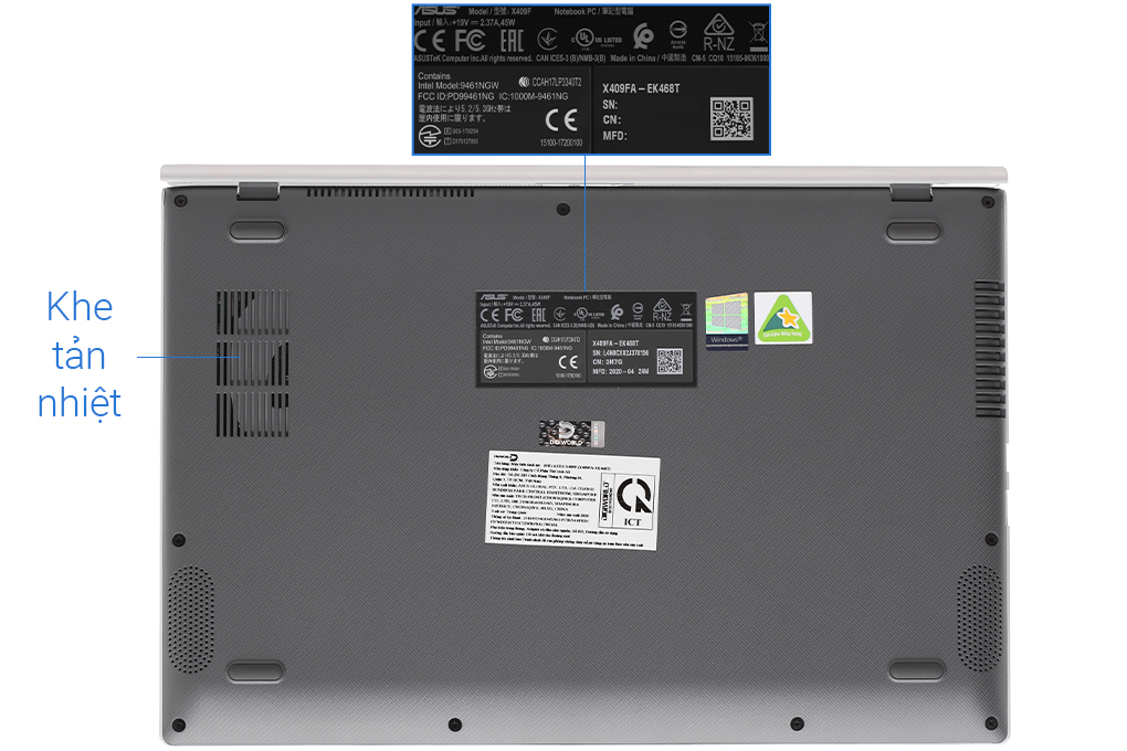 Laptop Asus VivoBook X409FA i3 8145U/4GB/256GB/Win10 (EK468T) Màu Bạc