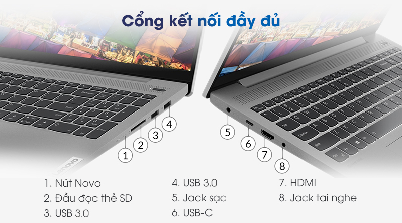 Laptop Lenovo IdeaPad 5 15IIL05 i3 (81YK004TVN) | Kết nối hiện đại