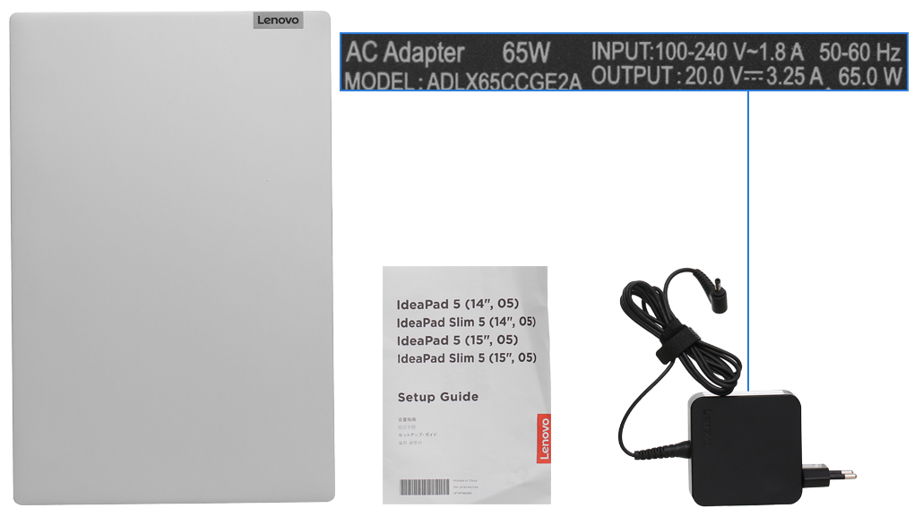 Bộ sản phẩm gồm: Sách hướng dẫn, Thùng máy, Sạc Laptop Lenovo