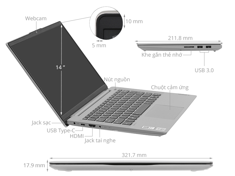 Lenovo IdeaPad 5 14IIL05 i5 1035G1 (81YH0050VN) - Chính hãng Lenovo IdeaPad 5 14IIL05 i5 1035G1 (81YH0050VN) - Chính hãng