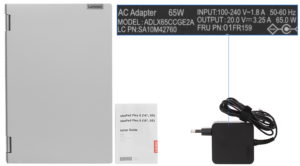 Bộ sản phẩm gồm: Sách hướng dẫn, Thùng máy, Sạc Laptop Lenovo