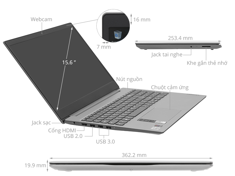 Lenovo IdeaPad Slim 3 15IIL05 i3 1005G1/4GB/512GB/Win10 (81WE003RVN)