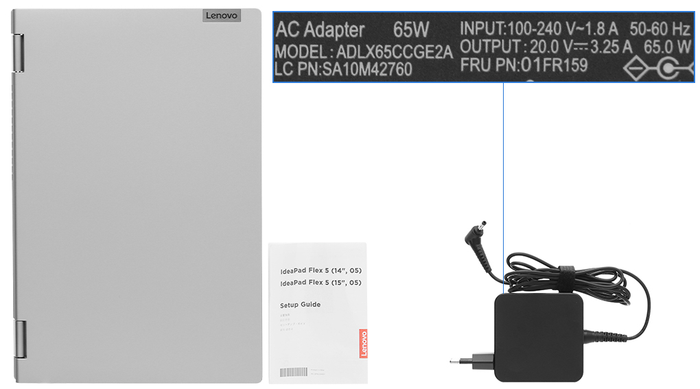Bộ sản phẩm gồm: Sách hướng dẫn, Thùng máy, Sạc Laptop Lenovo