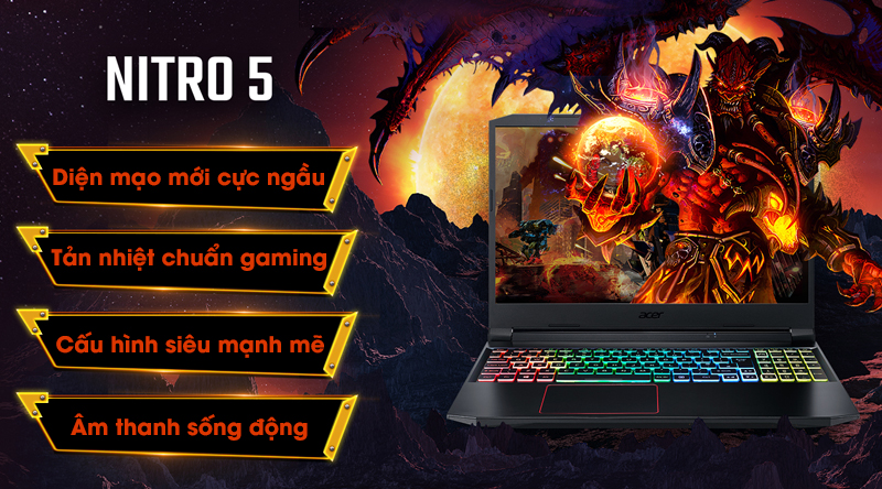 Laptop Acer Nitro 5 AN515 55 58A7 i5 10300H 8GB/512GB/4GB GTX1650/Win10 (NH.Q7RSV.002)