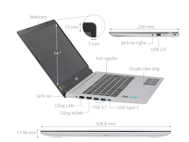 Acer Aspire A514 53 5921 i5 1035G1/8GB/512GB/Win10 (NX.HUPSV.001)