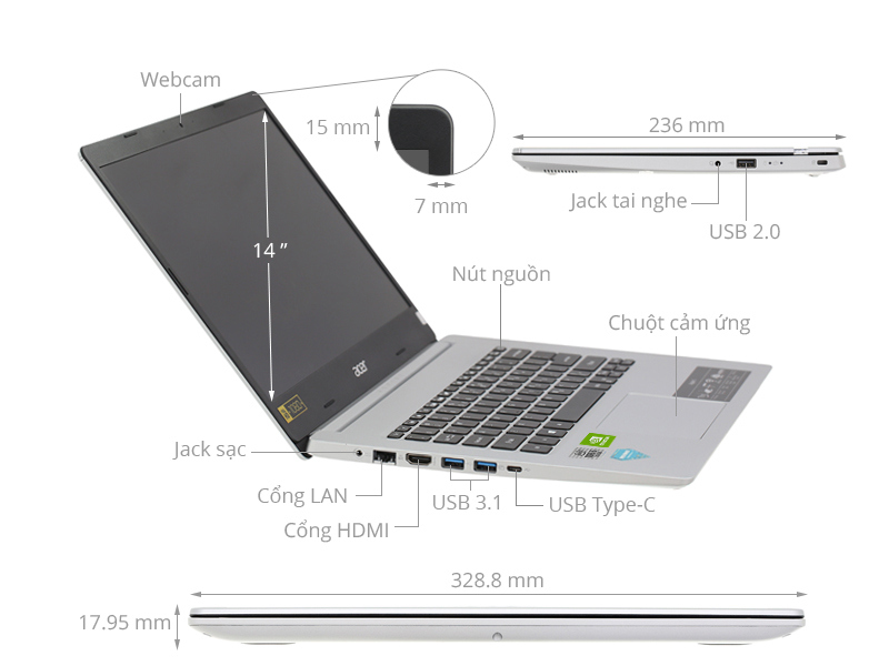 Acer Aspire A514 53G 513J i5 1035G1/8GB/512GB/2GB MX350/Win10 (NX.HYWSV.001)