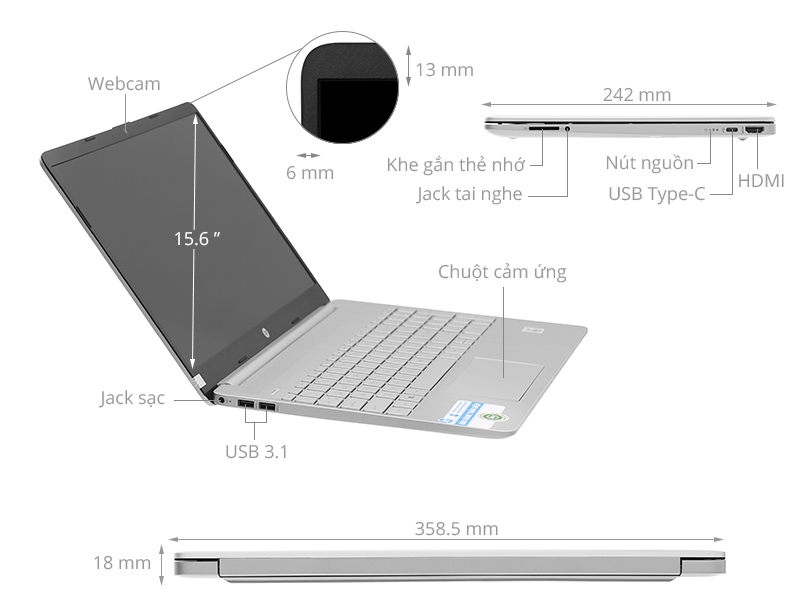 HP 15s fq1105TU i5 1035G1/8GB/512GB/Win10 (193P7PA)