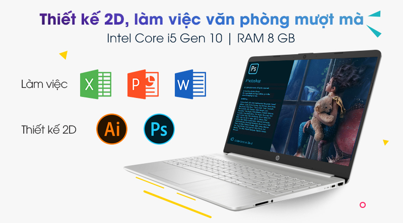 Laptop HP 15s fq1105TU i5 1035G1/8GB/512GB/Win10 (193P7PA)