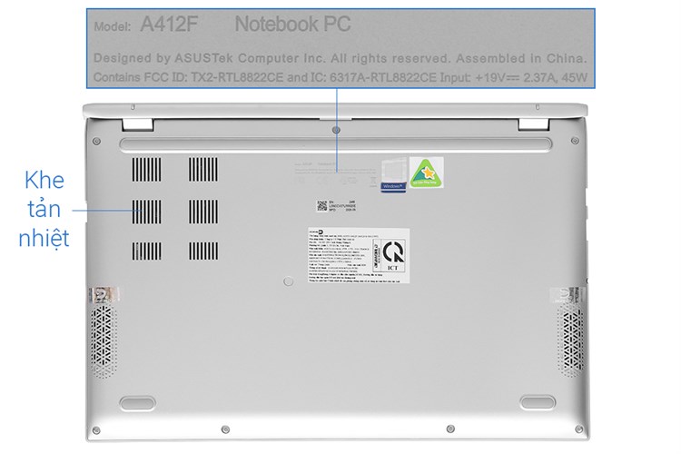 Laptop Asus VivoBook A412FA i3 10110U/4GB/32GB+512GB/Win10 (EK1179T) Màu Bạc