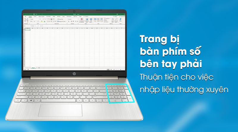 Laptop HP 15s fq0004TU (1A0D5PA) - Bàn phím số