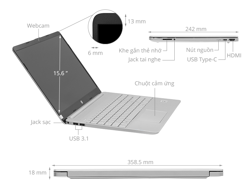 HP 15s fq1111TU i3 1005G1/4GB/256GB/Win10 (193R0PA)